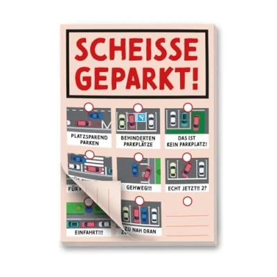 Abbildung von iSecur 1 Notizblock Scheiße geparkt! I 50 Blatt DIN A6 Rot Windschutzscheibe Auswahlmöglichkeiten kfz_798