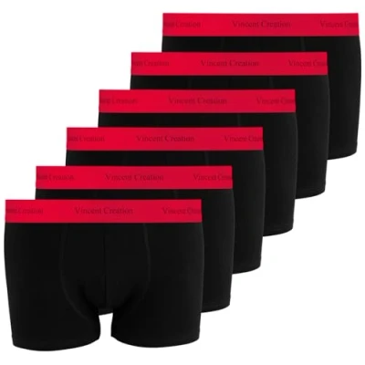 Abbildung von Vincent Creation 6er Pack Boxershorts, Boxer, Unterhose, Herren Retroshorts (XXL, Schwarz/Rot Pack)