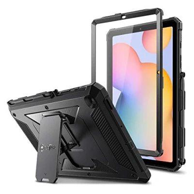 Abbildung von Fintie Hülle für Samsung Galaxy Tab S6 Lite 10.4 2024/2022/2020 Ganzkörper Rugged Hybrid Stand Schutzhülle mit eingebauter Schutzfolie, Schwarz