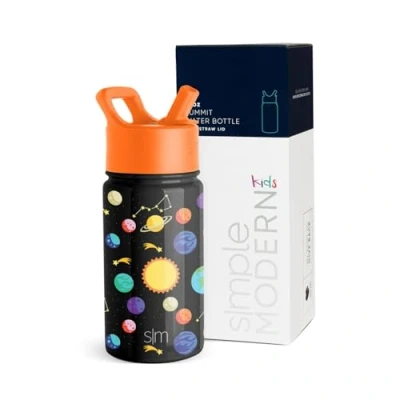 Abbildung von Simple Modern Trinkflasche Kinder mit Strohhalm Sport Isolierte Edelstahl Kindertrinkflasche für Kleinkinder Jungen und Mädchen Summit 415ml Solar System