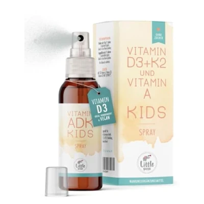 Abbildung von Little Wow Vitamin D3 K2 Spray + A für Kinder Vegan I Immunsystem Vitamine 180 Sprühstöße bis zu 6 Monate 500 IE &amp; 11,25 µg pro Sprühstoß