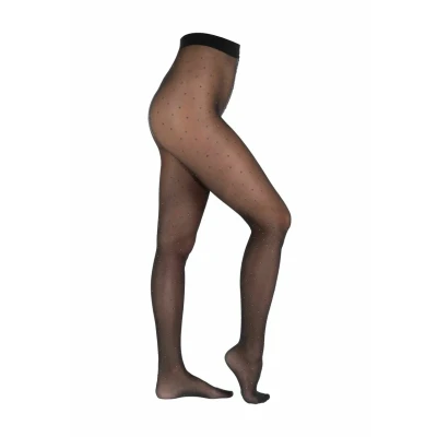 Abbildung von camano DOTS PAIR Strumpfhose, Damen, Größe: Large, Black silver