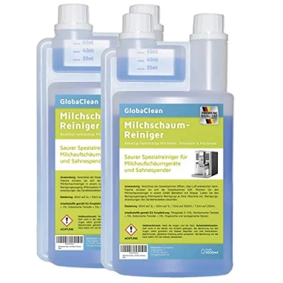 Abbildung von GlobaClean Milchschaum Reiniger Milchsystem für Kaffeevollautomaten und Kaffee Maschinen Flüssig Milchaufschäumer (2x 1 Liter)
