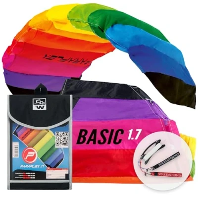 Abbildung von Wolkenstürmer® Paraflex Basic 2 Leiner Lenkmatte 1.7 (Rainbow) Kite Drachen mit Flugschlaufen &amp; Polyesterleinen Flugdrachen für Kinder ab 8 Jahren