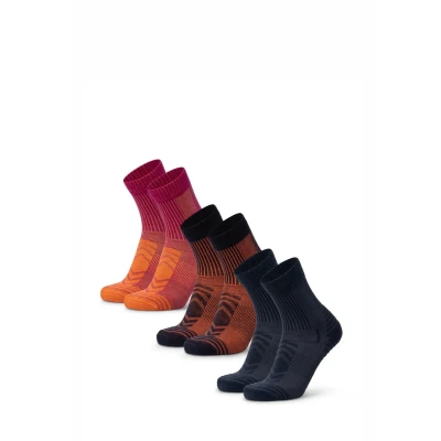Abbildung von DANISH ENDURANCE 3 Paar Leichte Merino Wandersocken, Gepolstert, Anti Blasen, für Herren &amp; Damen Mehrfarbig (1x Marineblau/Orange, 1x Pink/Orange, Marineblau) 35 38
