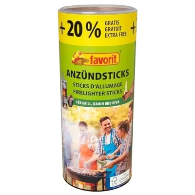 Abbildung von Favorit 1257 Anzündestiks Naturholz; Praktische Anzünder aus Echtholz und Wachs, besonders brennstark einfach zu verwenden; in praktischer Vorratsbox, 100 Stück + 20% gratis