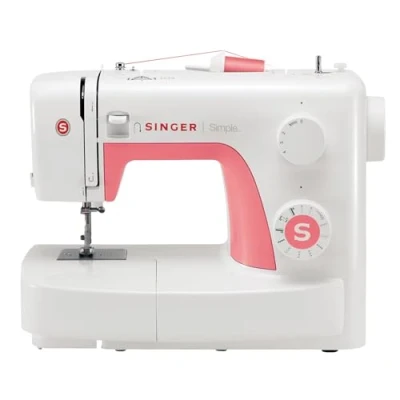 Abbildung von Singer Simple 3210 Freiarm Nutzstich Nähmaschine, weiß rosa