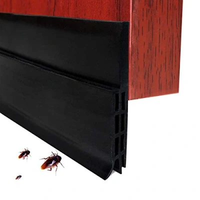 Abbildung von EXTSUD Selbstklebende Tür Türdichtung Dichtungsstreifen Zugluftstopper gegen Insekt Ersatzdichtung Wetterfest Blocker Schalldichtung Silikon Türstopper 200 * 5cm (2M Schwarz)