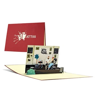 Abbildung von Ausgefallene Tattoo Karte und exklusiver Gutschein für ein I 3D Pop up Tätowier Fans als Geschenkgutschein, Glückwunschkarte, Geburtstagskarte, C26