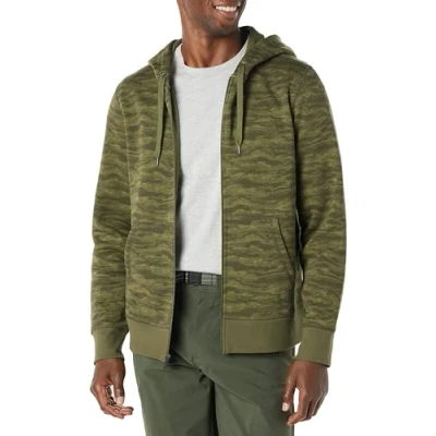 Abbildung von Amazon Essentials Herren Fleece Kapuzenpulli mit durchgehendem Reißverschluss (erhältlich in den Größen Big &amp; Tall), Grün Abstrakte Tarnung, L