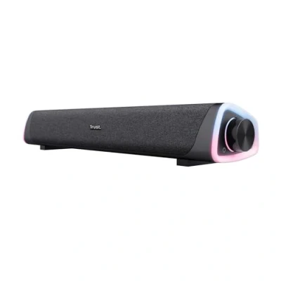 Abbildung von Trust Liro Soundbar PC Lautsprecher 12W, Stereo Computer Boxen mit RGB LED Beleuchtung, Klinke 3,5 mm AUX, USB Betrieb Sound Bar für Laptop Desktop Tablet Smartphone TV, Schwarz