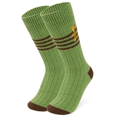 Abbildung von Disney Bettsocken für Damen Warme Stitch Baby Yoda Hausschuhe Socken Rutschfeste Einheitsgröße Frauen Geschenke (Grün Groot)