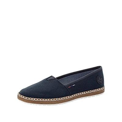 Abbildung von Rieker Slipper, Damen, Größe: 42, Blau Textil