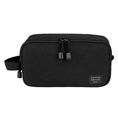 Abbildung von Faletony Kleiner wasserdichte Kulturbeutel Reise Kulturtasche Waschtasche für Herren und Damen, Reise, Sport Wandern, Schwarz/Grau/Blau (Schwarz)