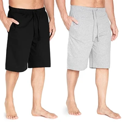 Abbildung von CityComfort Pyjama Shorts Herren, Kurze Schlafanzughose Herren mit Seitentaschen &amp; Elastischem Bund 2er Pack (Grau/Schwarz, XXL)