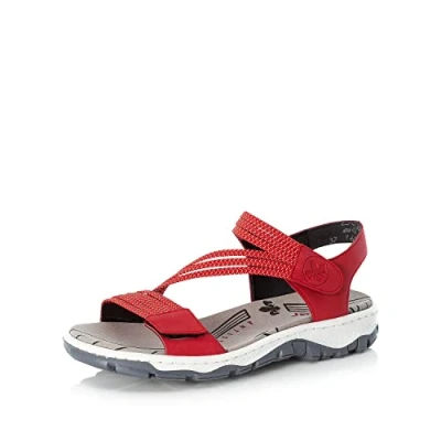 Abbildung von Rieker Damen Sandaletten 68871, Frauen Sandalen,Sommersandalen,bequem,Sommerschuhe,Freizeitschuhe,offene,Schuhe,Strandschuhe,rot (33),37 EU / 4 UK