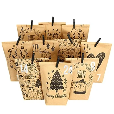 Abbildung von Papierdrachen Extravaganter Adventskalender zum Befüllen mit 24 braunen Geschenktüten und Zahlenaufklebern Motiv Kindermotiv 1 Basteln Verschenken Weihnachten &amp; Advent