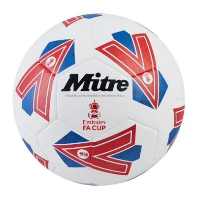 Abbildung von Mitre Training FA Cup Fußball Hochleistungs Trainingsball sehr langlebiges Design, Ball, Weiß/Blau/Rot, 4