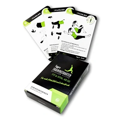 Abbildung von figgrs® Fit &amp; Vital ab 50 mit 57 Trainingskarten und Fitness Übungen Für mehr Kraft, Mobilität Beweglichkeit im Alter I Ohne Gerät zuhause überall Männer Frauen