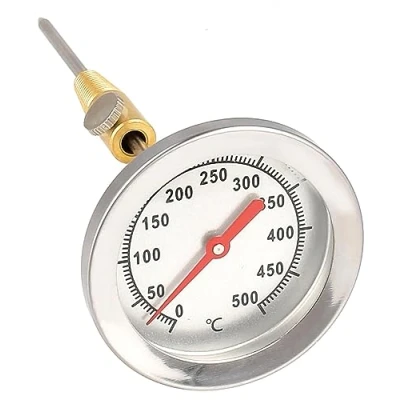 Abbildung von Lantelme Grillthermometer 500C mit 30cm lange Sonde Wasserdicht Edelstahl Messing Befestigungskonus für Grill BBQ Gasgrill Räucherschrank Holzkohle Smoker Analog Thermometer