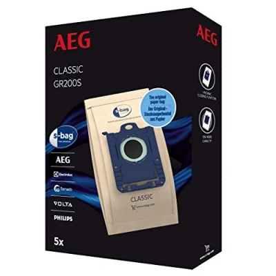 Abbildung von AEG GR200S s Bag Staubsaugerbeutel Classic (5 Staubbeutel für dauerhaft hohe Saugleistung, optimale Filtration, Hygieneverschluss, hochwertige Papierbeutel, braun)
