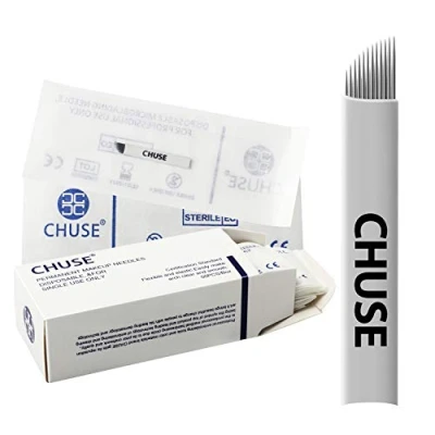 Abbildung von CHUSE Permanent Make up Handbuch Augenbrauen Tattoo Nadel Microblading 12 Geneigte Nadeln Schönheit s12 50pcs/Box