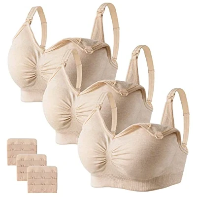 Abbildung von HBselect 3 Pcs Schwangerschafts Still BH Nahtloser mit zusätzlichen Verlängerungen Stillen und Schlaf Ohne Bügel für Damen