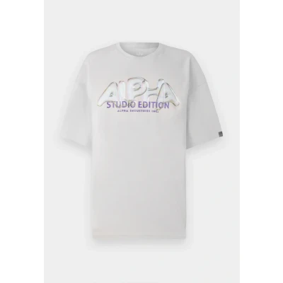 Abbildung von Alpha Industries Studio Edition VIBE Tshirt print, Damen, Größe: Small, Pastel grey