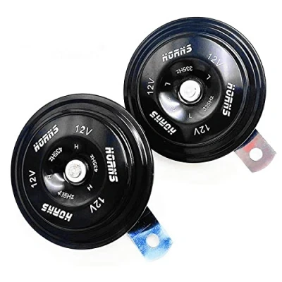 Abbildung von YIYIDA Car Horn Autohupe 12V Auto Elektrische 135DB Super lauter Hochton und tiefton Metall Twin kit mit Halterung wasserdicht universal 2 stücke für Moto LKW Boot ect