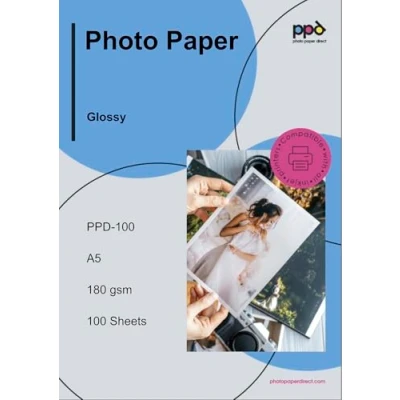 Abbildung von PPD 100 x A5 Inkjet Premium Fotopapier 180g Hochglänzend, Sofort Trocken und Wasserfest