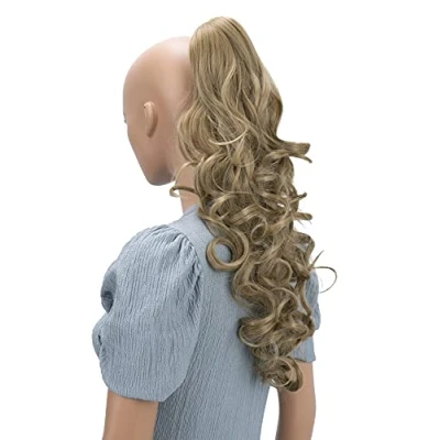 Abbildung von CAISHA 50cm Haarzopf Sarah Haarteil mit Butterflyklammer Pferdeschwanz Haarverlängerung Voluminös Gewellt Blond H67