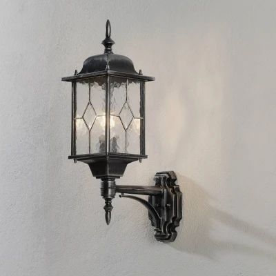 Abbildung von Elstead Lighting WX1 Wandleuchte Wexford 1xE27 schwarz / silber H:53,5cm L:28,5cm B:15,9cm