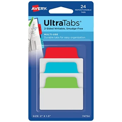 Abbildung von AVERY Zweckform Art. 74754 Haftstreifen transparent/bunt (24 Haftnotizen, 50,8x38,1mm, beschreibbare Index Tabs Folie, ablösbare Klebezettel, Page Marker, Sticky Notes, Klebemarkierungen)