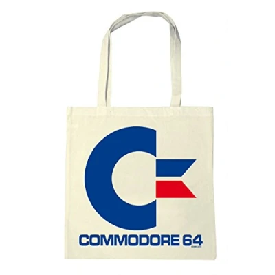 Abbildung von Logoshirt® Commodore I C64 Logo wiederverwendbare Tasche Stofftasche Baumwolltasche bedruckt 100% Baumwolle mit langen Tragegriffen natur lizenziertes Originaldesign