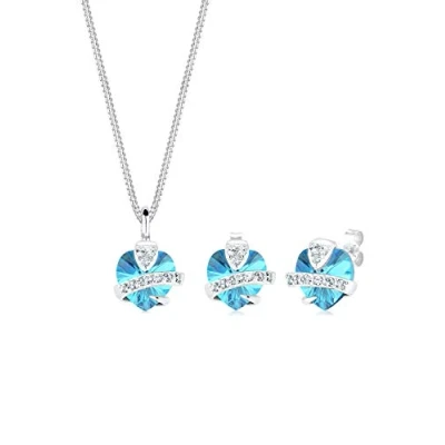 Abbildung von Elli Schmuckset Damen Herz Motiv Edel mit Kristalle aus 925 Sterling Silber