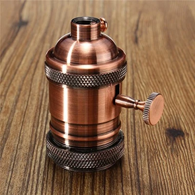 Abbildung von MASUNN E26/E27 Retro Vintage Edison Industrial Glühbirne Lampenhalter Sockel Mit Schalter Rote Bronze