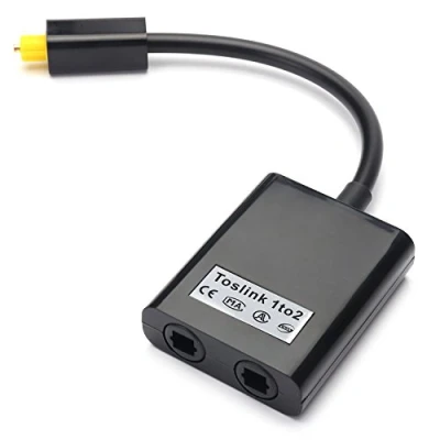 Abbildung von CY Dual Port Audio Adapter Toslink Digital optisch Splitter Glasfaser Kabel schwarz