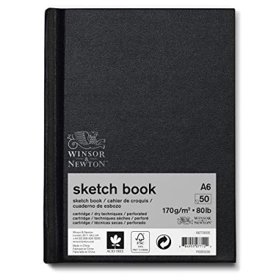 Abbildung von Winsor &amp; Newton 6673005 Skizzenbuch mit 50 Blatt Skizzenpapier, 170 g/m², Hardcover gebunden Rückenleimung, mikroperforieten Blättern A6