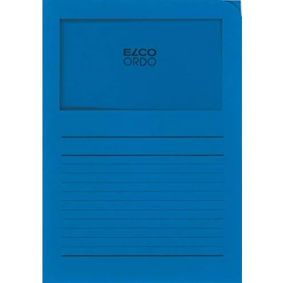 Abbildung von Elco 73695.33 Ordo classico Verpackung mit 10 Dokumentenhülle aus Papier Linienaufdruck, 220x310, 120g, königsblau, Fenster: ja, Deep Blue