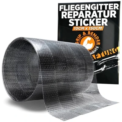 Abbildung von GRIP&amp;BENDER Klebeband für Fliegengitter (10CMx150CM) Insektenschutz Fenstergitter Reparatur Set, Reparaturband Insektenschutzgitter (Schwarz, 10cmx150cm)
