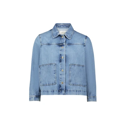 Abbildung von Cartoon MIT Aufgesetzten Taschen Jeansjacke, Damen, Größe: 36, Light blue denim