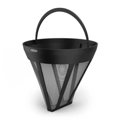 Abbildung von Xavax Permanent Kaffeefilter Größe 4 (Dauerfilter Kaffee für Kaffeemaschine, Mehrweg wiederverwendbar, 120 Mesh, ersetzt Filtertüten aus Papier, Henkel, spülmaschinenfest) schwarz