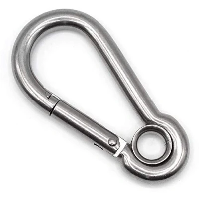 Abbildung von Constrabo 5X Karabinerhaken mit Kausche 60 x 6 mm DIN 5299 C Stahl Karabiner Öse 120 kg Haken Auge Schnapphaken, Feuerwehrkarabiner geschlossenem Ring Carabiner