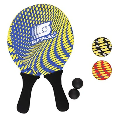 Abbildung von Sunflex Neopren Beachball Set Splash mit Zwei Schlägern und Bällen in blau weich leicht extrem robust wasserfest