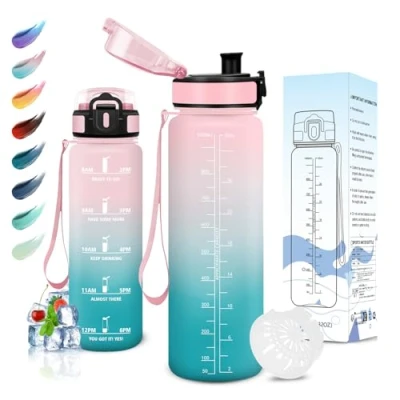 Abbildung von Motswedi Trinkflasche Sport, 1000ml BPA Frei, Trinkflasche, Kohlensäure Geeignet, Sport Auslaufsicher, Wasserflasche für Yoga, Schule, Fahrrad, Kinder, Outdoors, Pastellgrün