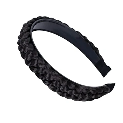 Abbildung von CAISHA Haarreifen Zopf Geflochten Haarteil Haarband Kopfschmuck Haarschmuck Dunkel Schokobraun HR9