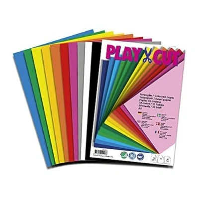 Abbildung von PLAY CUT Tonpapier A5 in 10 Farben (130g/m2) 50 Bogen Din Papier zum Basteln Drucken Dickes Bedruckbares Bastelpapier Set und Druckerpapier Premium Tonzeichenpapier &amp; Craft Paper
