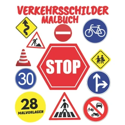Abbildung von Verkehrsschilder Malbuch: Verkehrsmalbuch für Erwachsene,Kinder,Jungen und Mädchen:Illustrationen Stressabbau Entspannung
