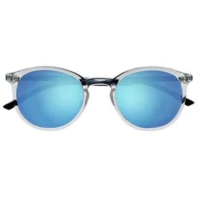 Abbildung von OPULIZE Met Sonnenbrille Schlank Runder Rahmen Federscharniere Blau Verspiegelt Getönte Linse UV400 Schutz Transparent Kristall Schwarze Bügel Herren Damen S60 C