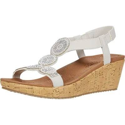 Abbildung von Skechers Damen Beverlee Date Glam Sandal Keilsandale, Cremeweiß, 41 EU
